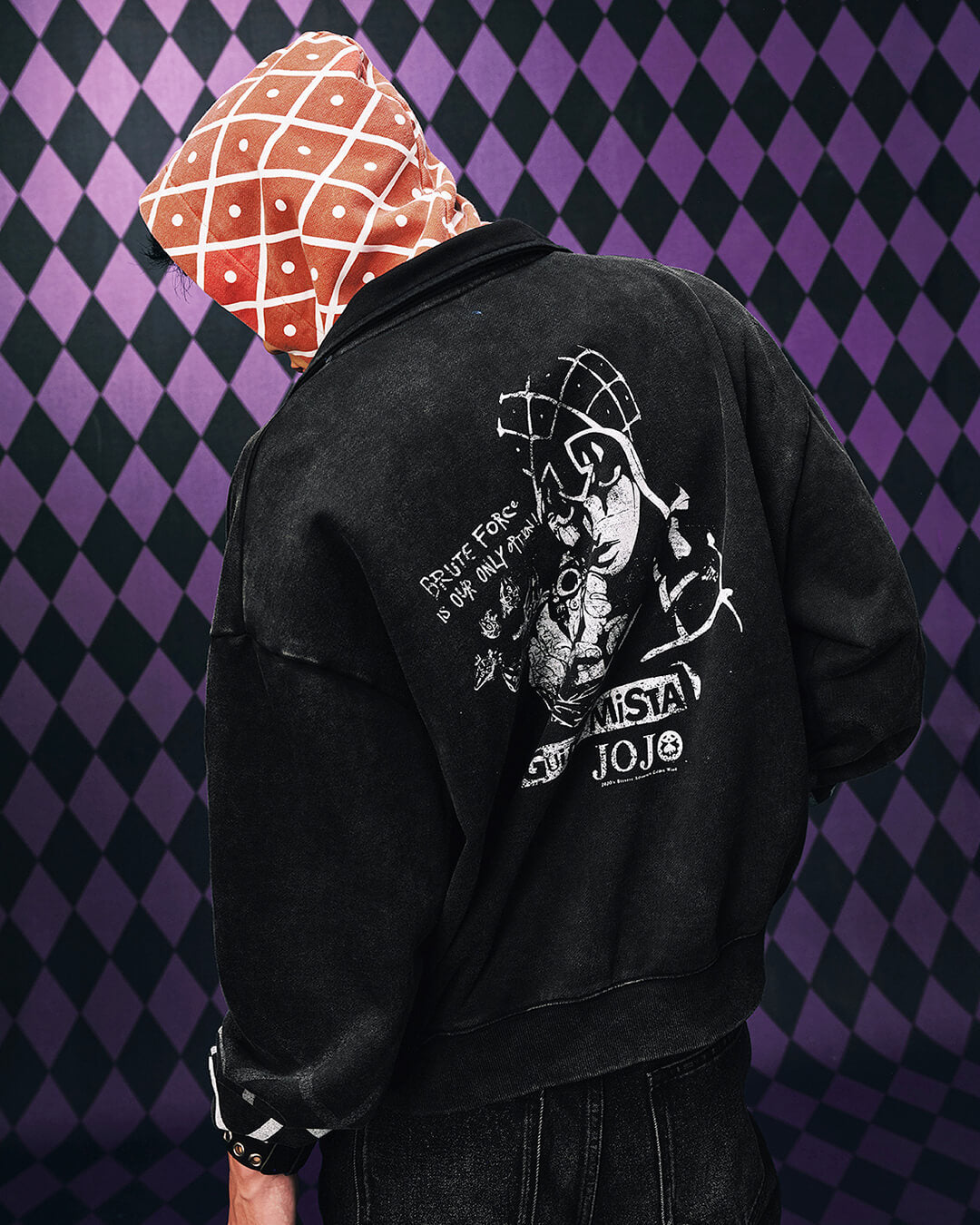 MEDM × JOJO Plaid Hooded Washed Zip Up Hoodie