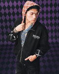 MEDM × JOJO Plaid Hooded Washed Zip Up Hoodie