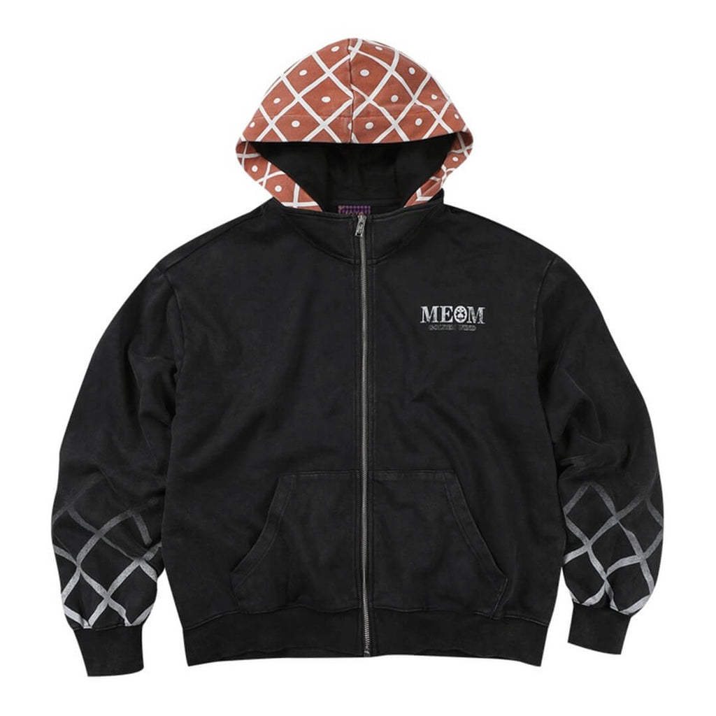MEDM × JOJO Plaid Hooded Washed Zip Up Hoodie