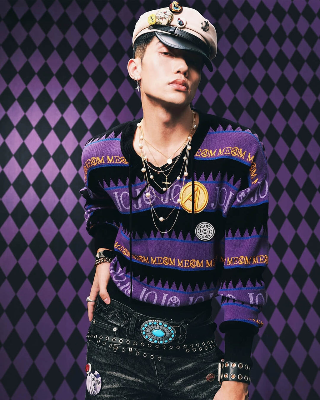 MEDM × JOJO Striped V Neck Knit Sweater