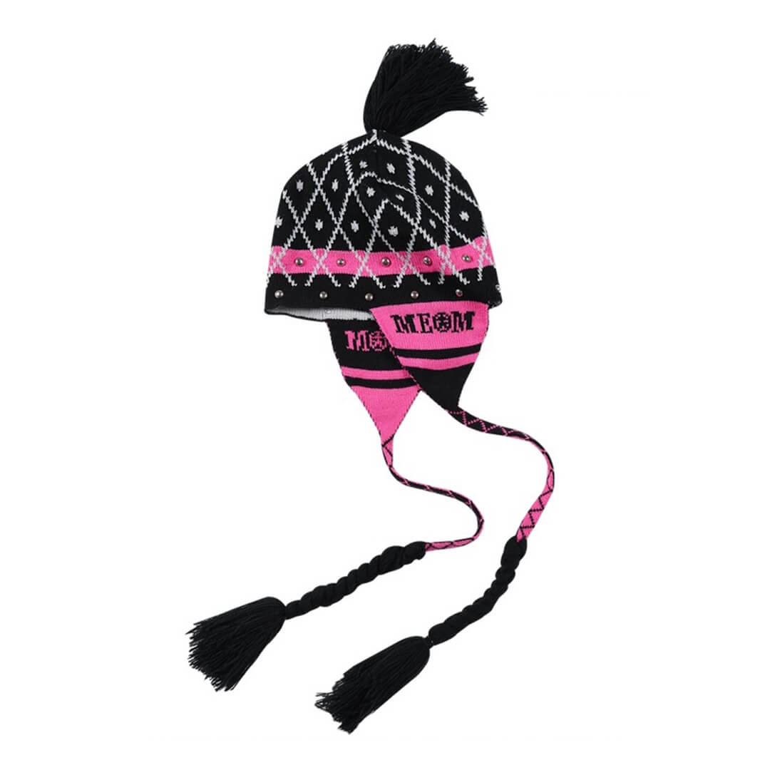 MEDM × JOJO Studded Plaid Ear Flap Beanie