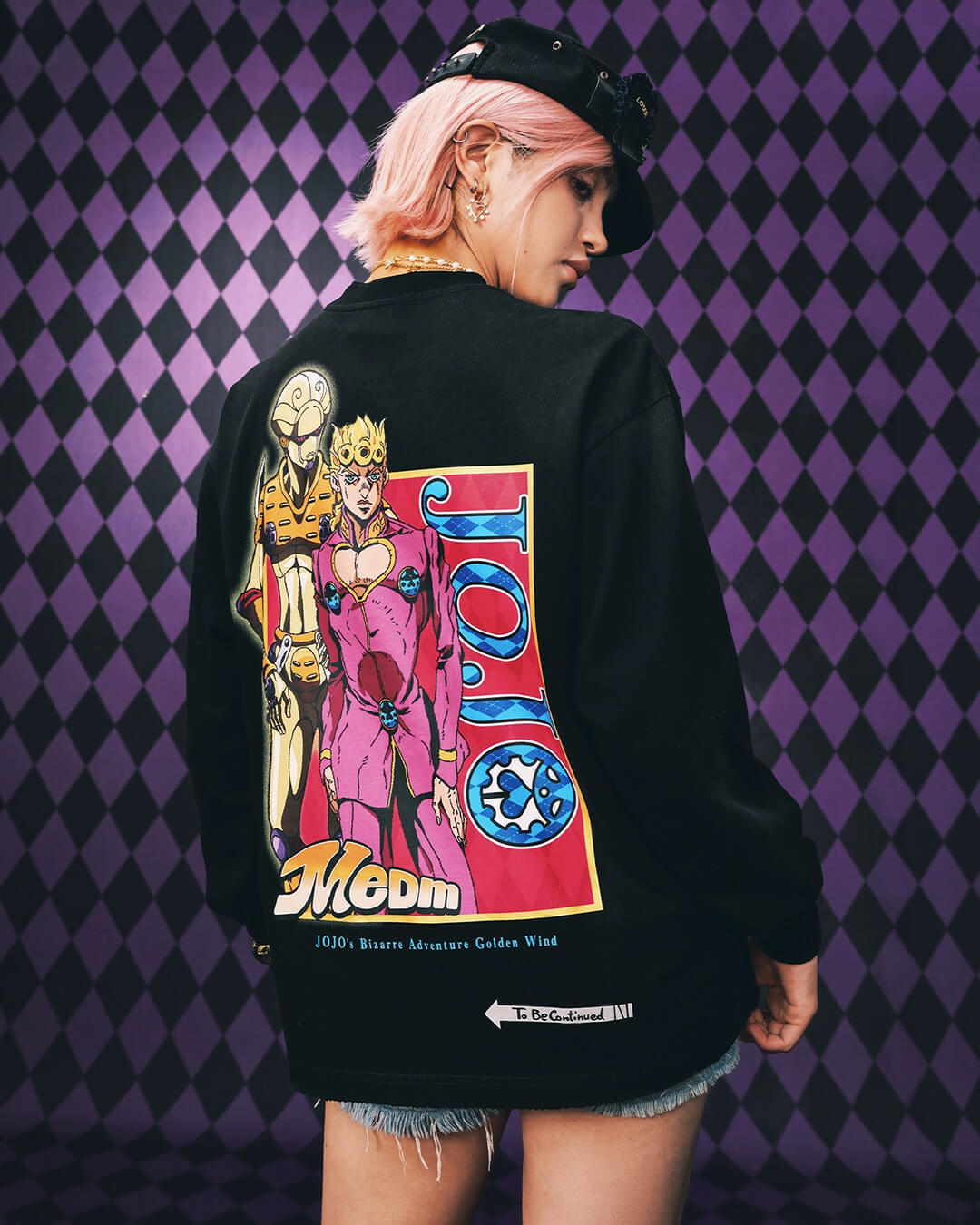MEDM × JOJO Washed Distressed Character Print Long Sleeve Tee