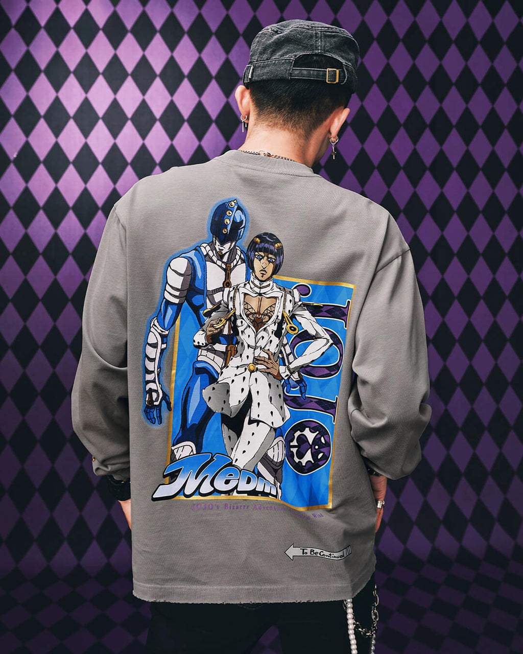 MEDM × JOJO Washed Distressed Character Print Long Sleeve Tee