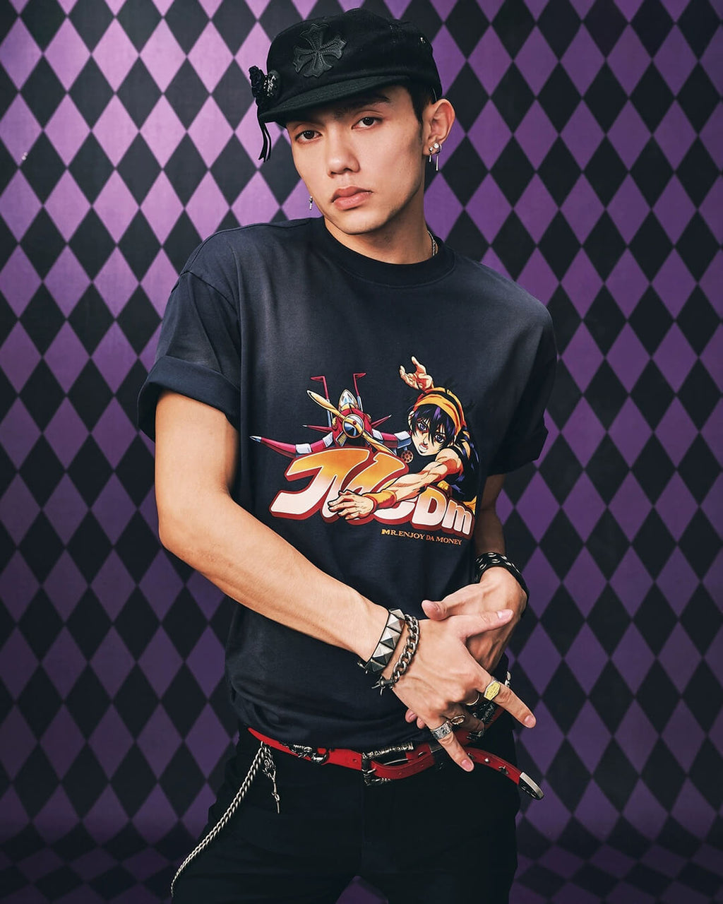 MEDM × JOJO Washed Distressed Character Print Tee