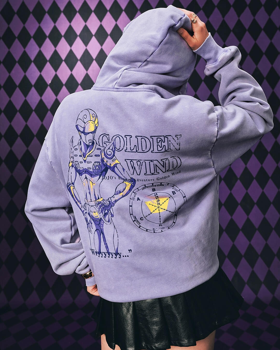 MEDM × JOJO Washed Graphic Print Zip Up Hoodie
