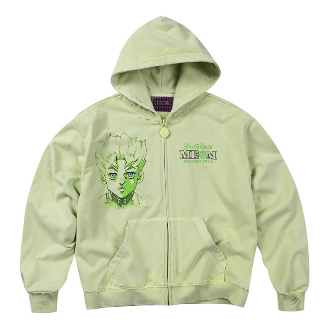 MEDM × JOJO Washed Graphic Print Zip Up Hoodie
