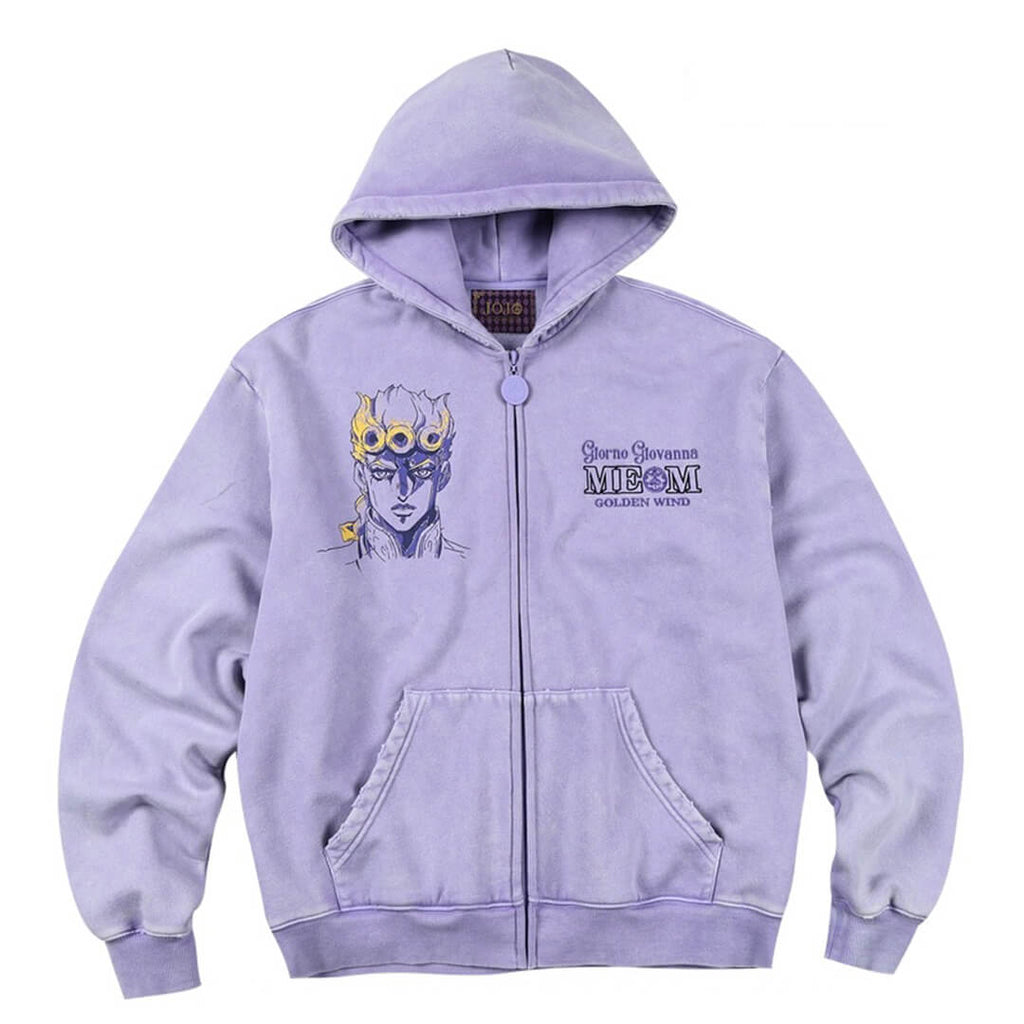 MEDM × JOJO Washed Graphic Print Zip Up Hoodie