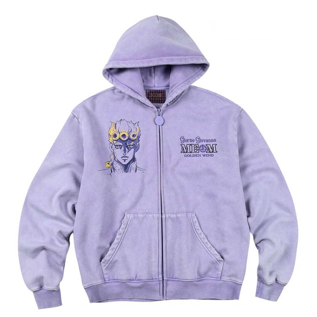 MEDM × JOJO Washed Graphic Print Zip Up Hoodie