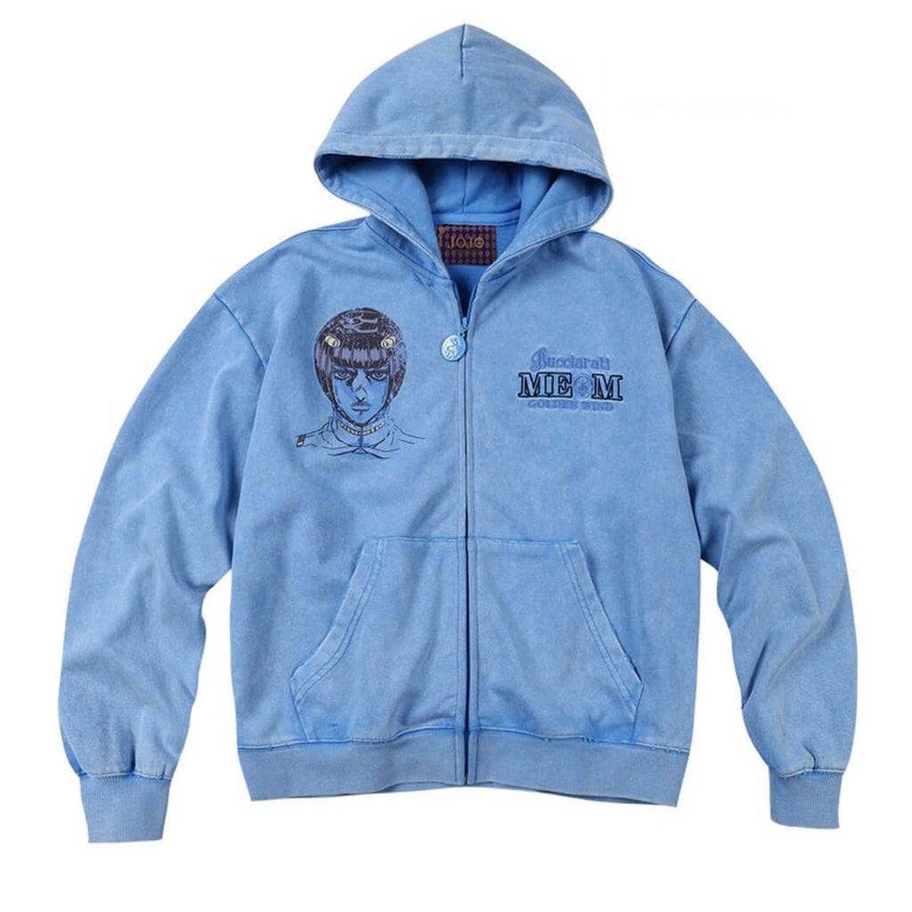 MEDM × JOJO Washed Graphic Print Zip Up Hoodie
