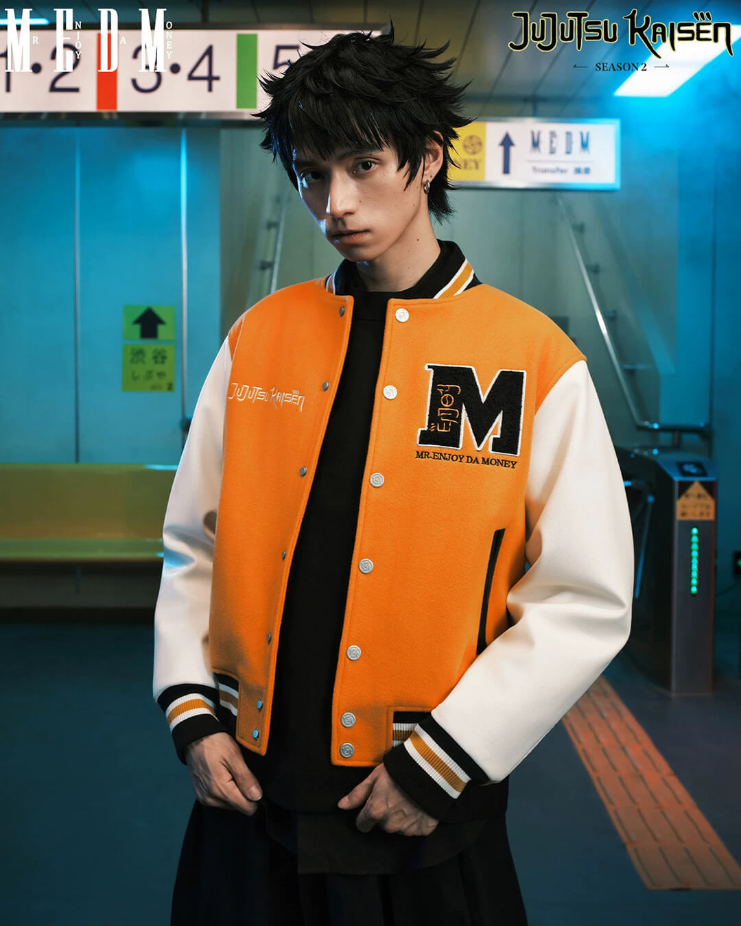 MEDM × Jujutsu Kaisen Character Patch Varsity Jacket