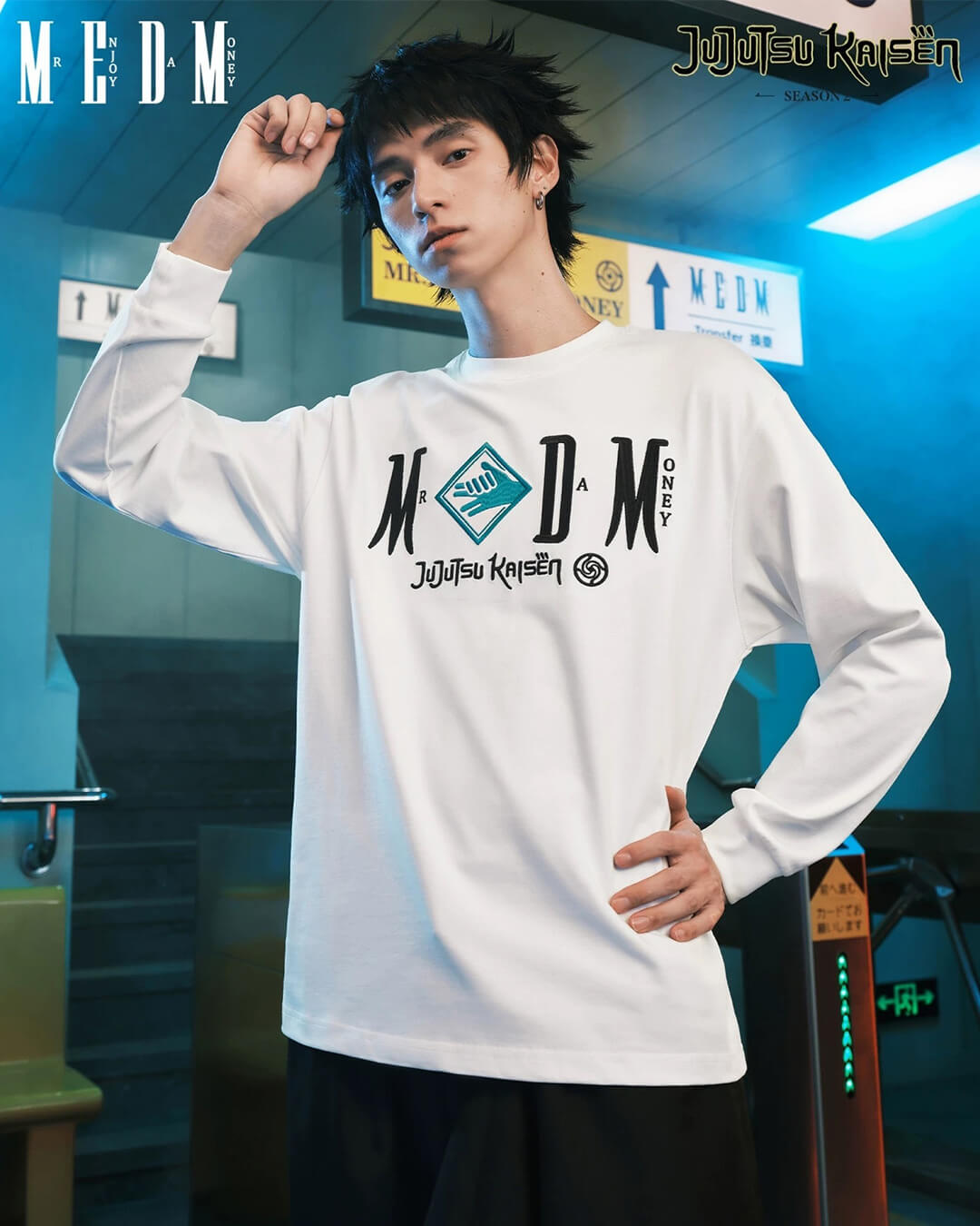 MEDM × Jujutsu Kaisen Character Print Embroidered Long Sleeve Tee