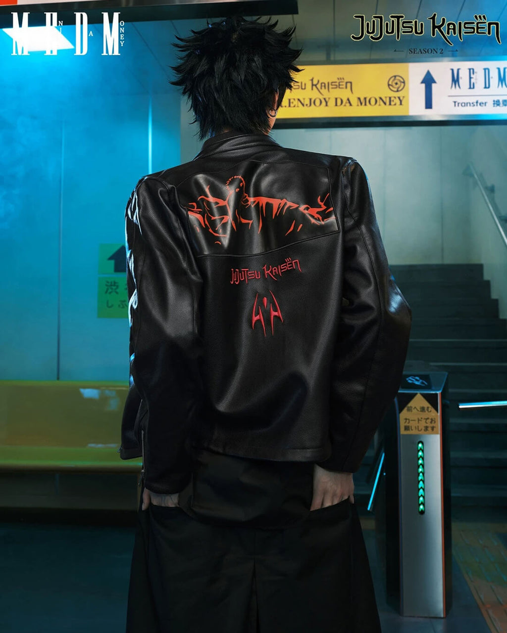 MEDM × Jujutsu Kaisen Sukuna Patch PU Leather Jacket
