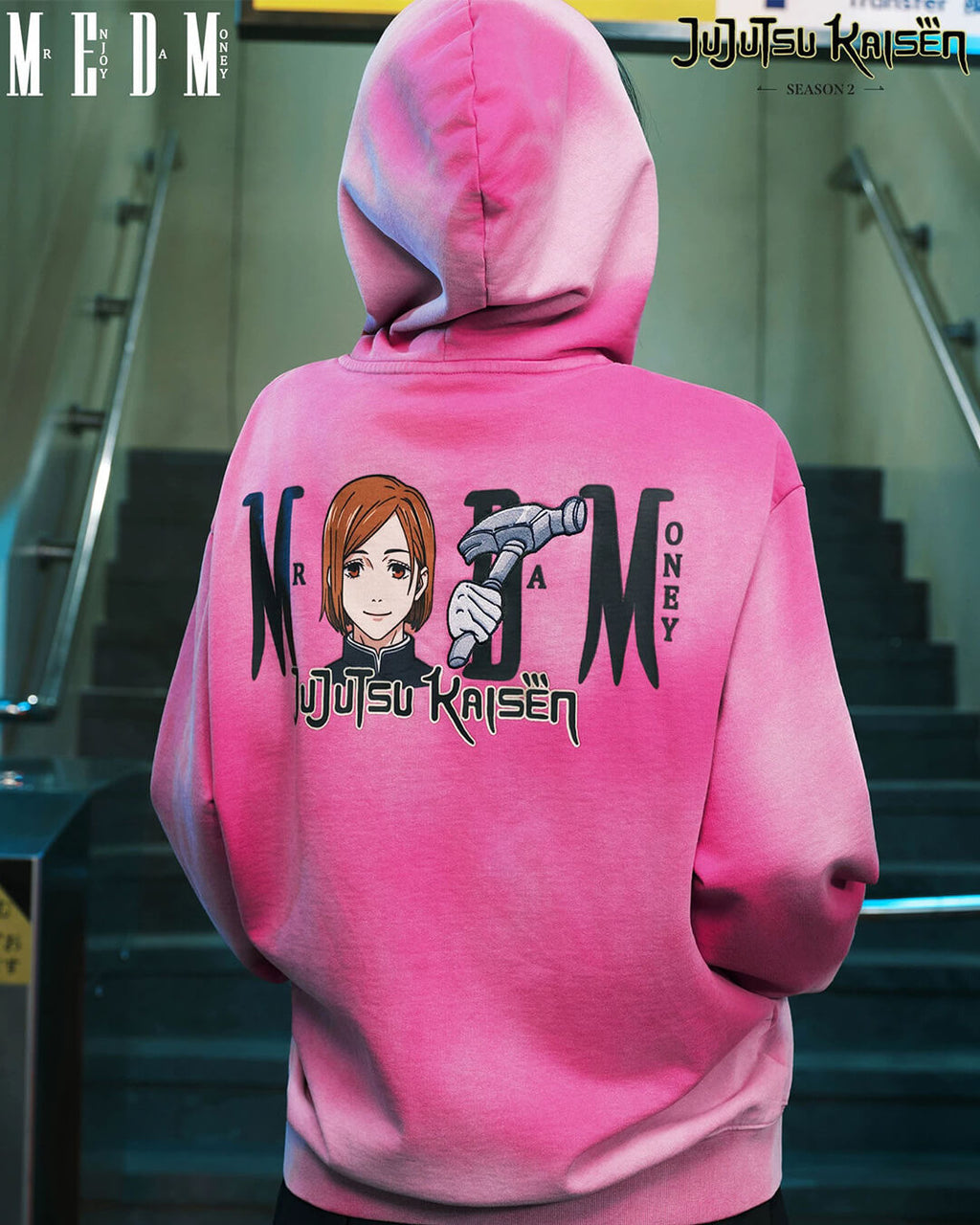 MEDM × Jujutsu Kaisen Washed Character Print Embroidered Zip Up Hoodie