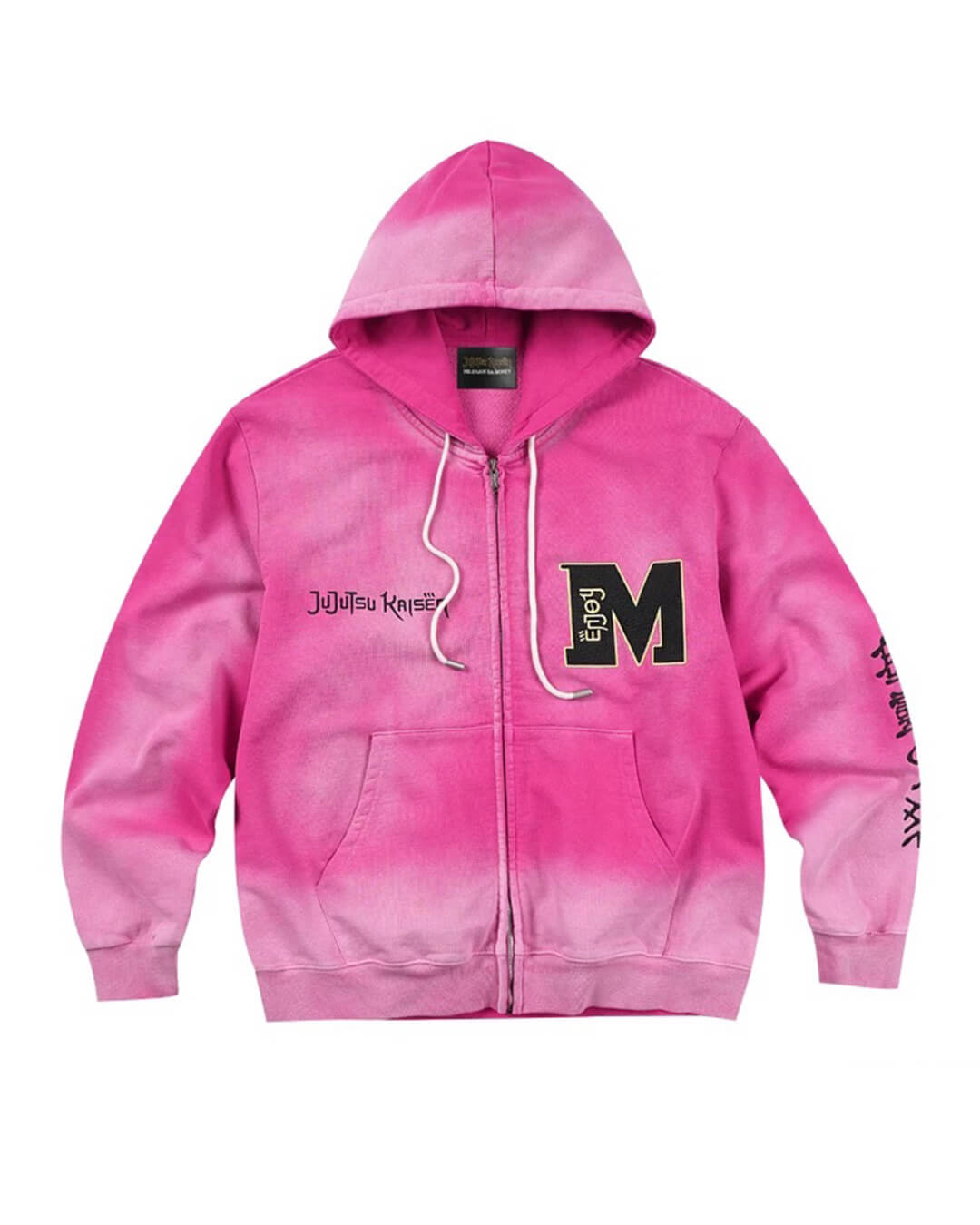 MEDM × Jujutsu Kaisen Washed Character Print Embroidered Zip Up Hoodie