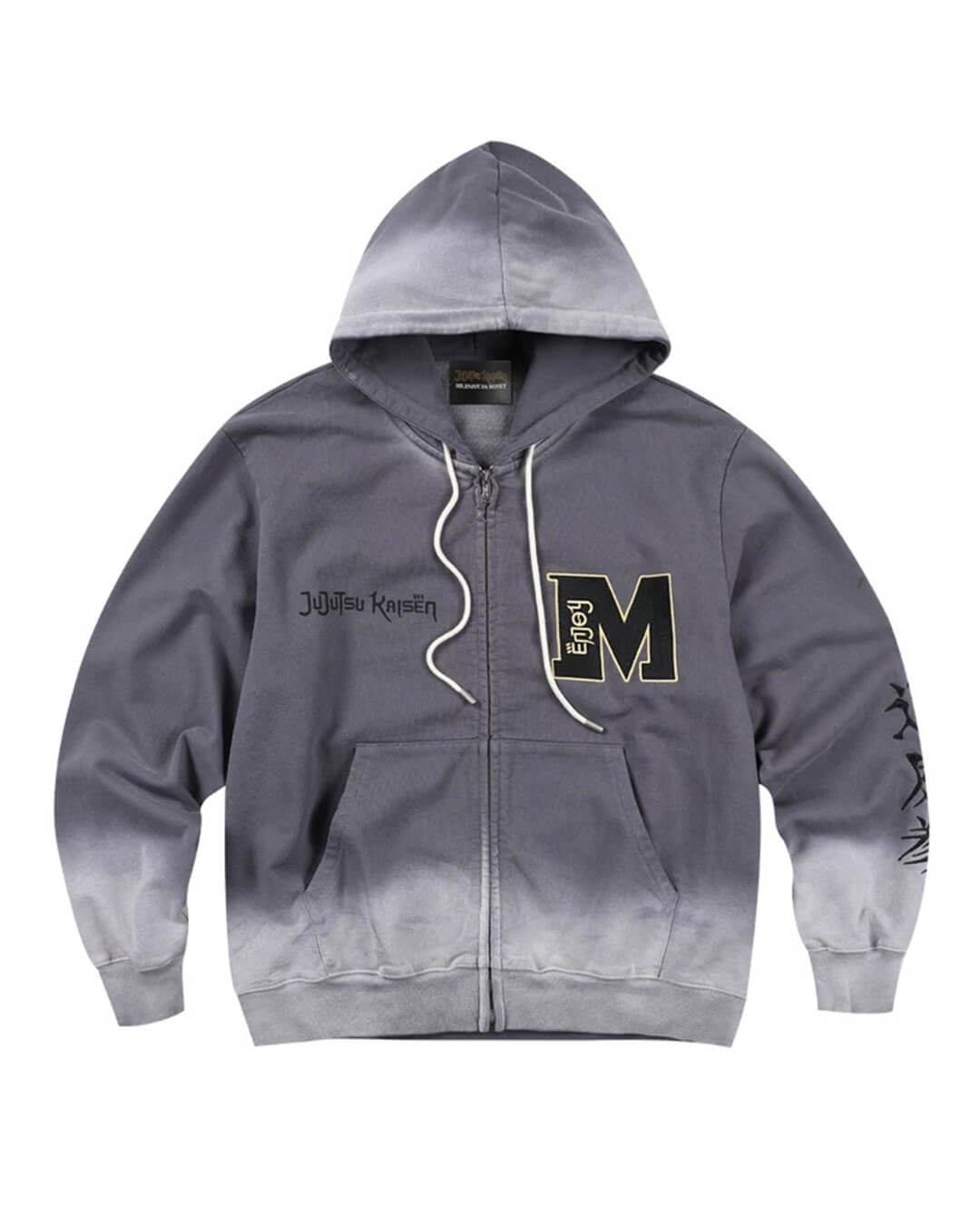 MEDM × Jujutsu Kaisen Washed Character Print Embroidered Zip Up Hoodie