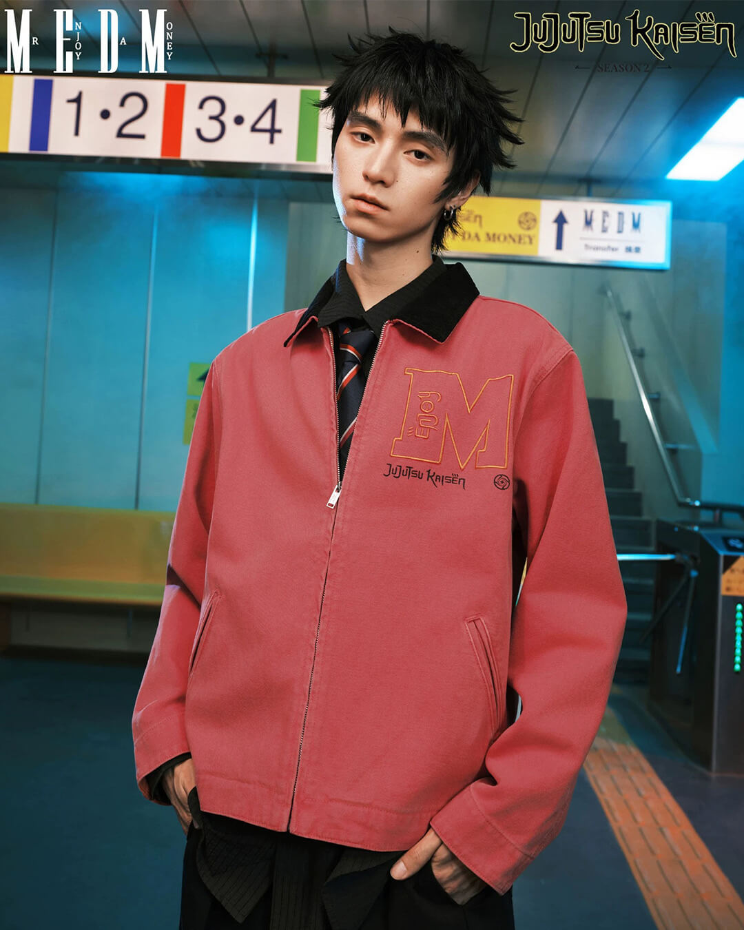 MEDM × Jujutsu Kaisen Yuji Itadori Washed  Detroit Jacket
