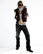 Night Lab All Over Sequined Distressed Jeans