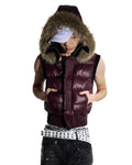 Night Lab Faux Fur Trim Hooded Down Vest