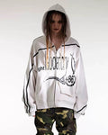 Night Lab Mosaic Print Ribbon Line Zip Up Hoodie