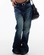 Night Lab Rock Studded Whisker Washed Flared Jeans