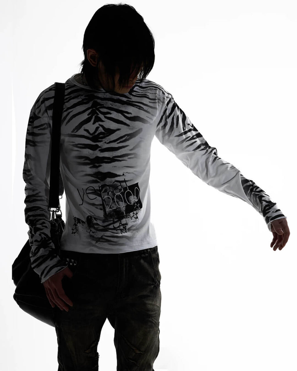 Night Lab Zebra Print Slim Fit Long Sleeve Tee