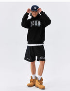 MEDM Logo Print and Embroidered Lettering Hoodie