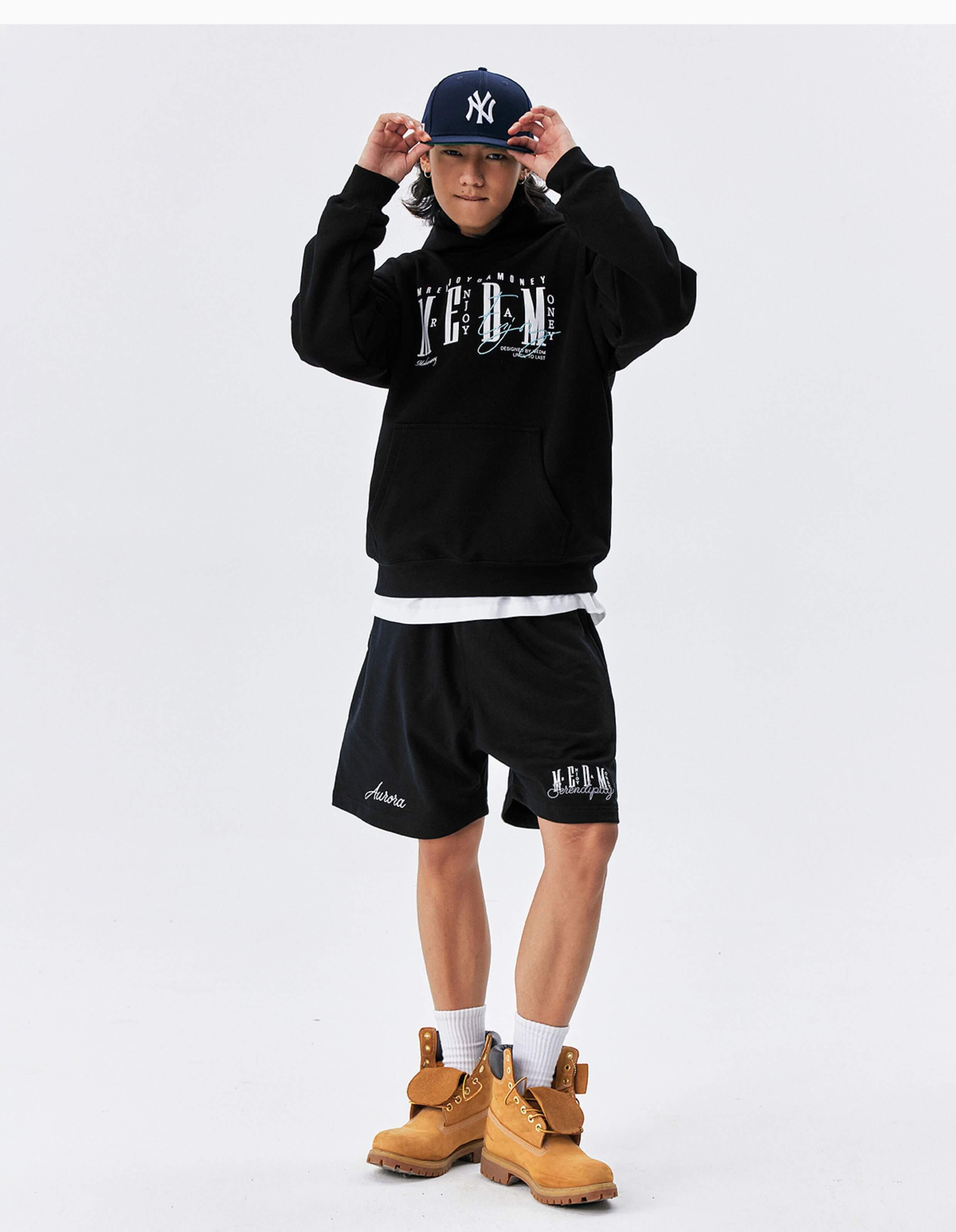 MEDM Logo Print and Embroidered Lettering Hoodie