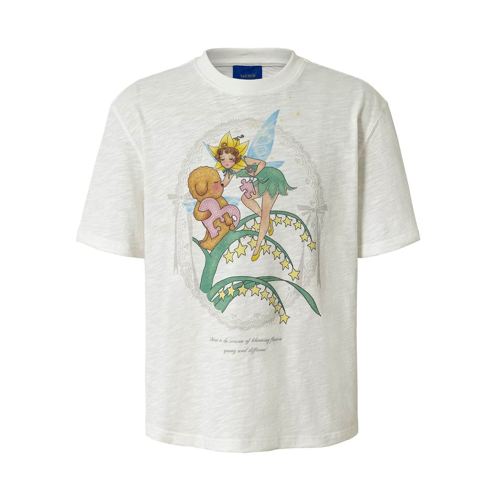 YADcrew Puppy and Fairy Print Tee