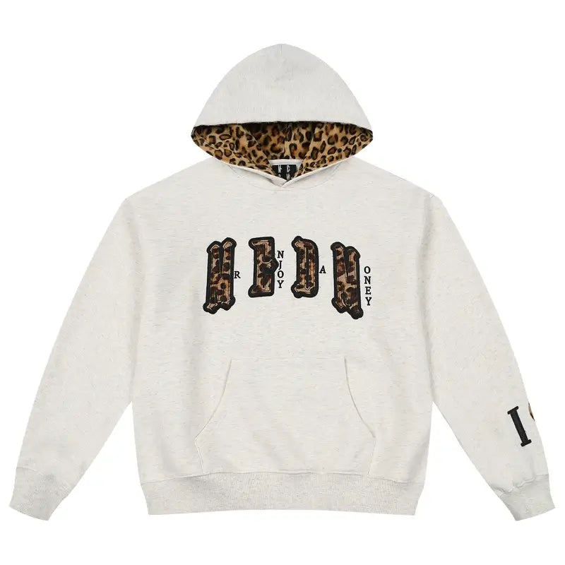 MEDM Leopard Faux Fur Layered Hoodie
