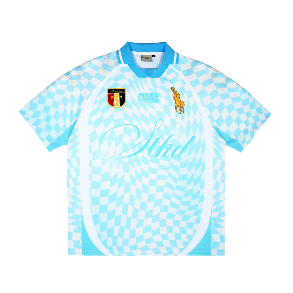 Small Town Kid Twisted Plaid Patchwork Polo Jersey