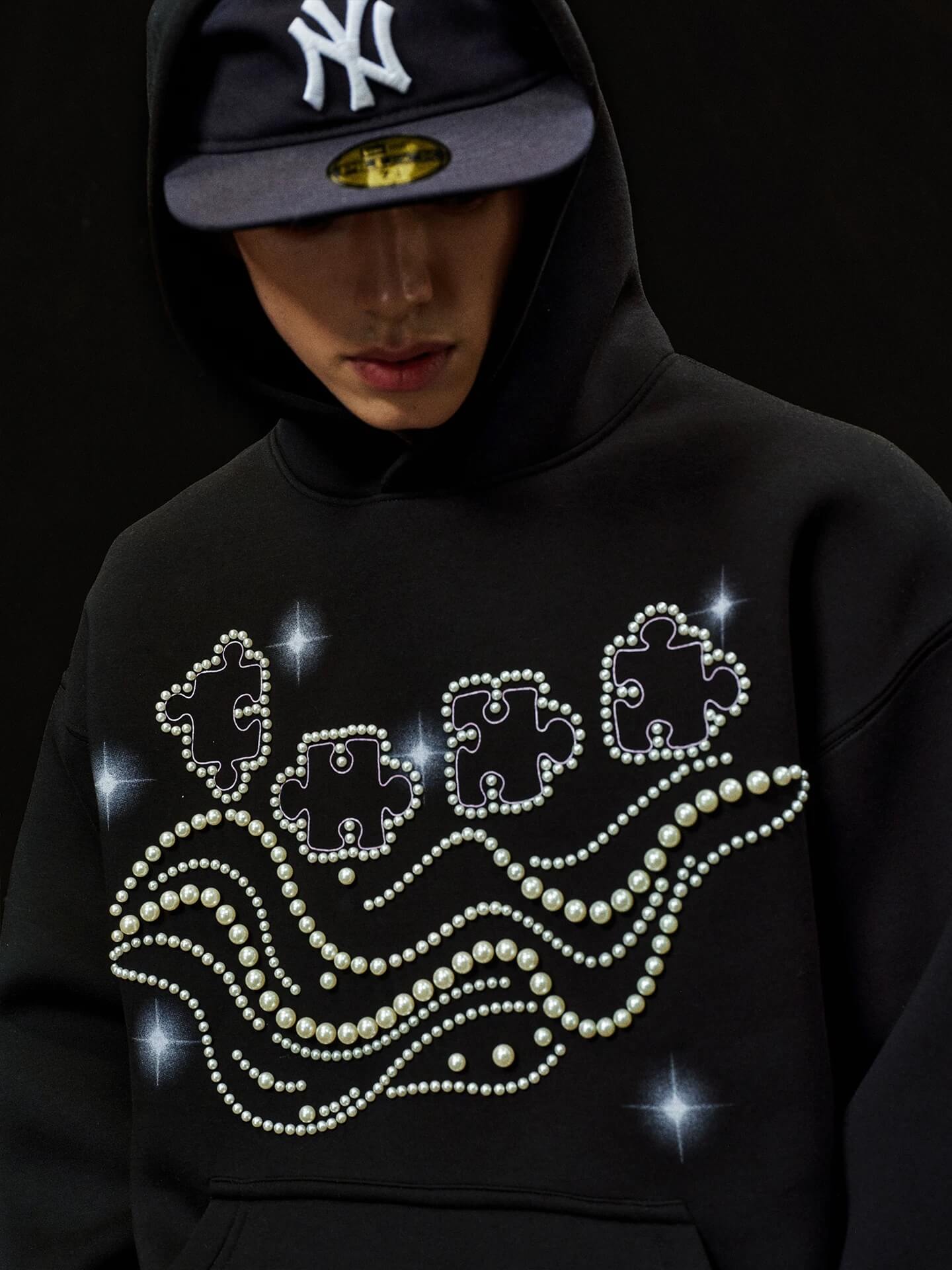 YADcrew x BIPOLAR Puzzle Pearl Embroidered Hoodie