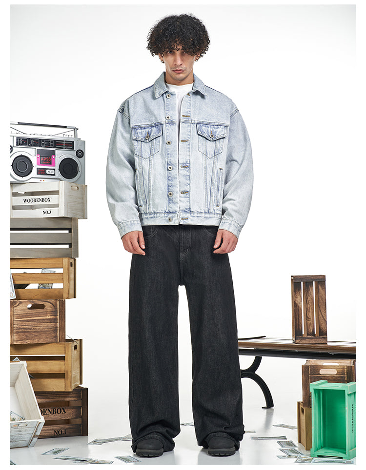 F3F Select Heavily Washed Light Blue Denim Jacket