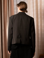 SOD Co. Deconstructed Pinstripe Double Breasted Short Suit Jacket