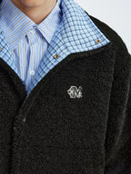 MEDM Plaid Trim Sherpa Short Jacket