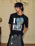 YADcrew Heart Puzzle Patchwork Lace Leopard Tee