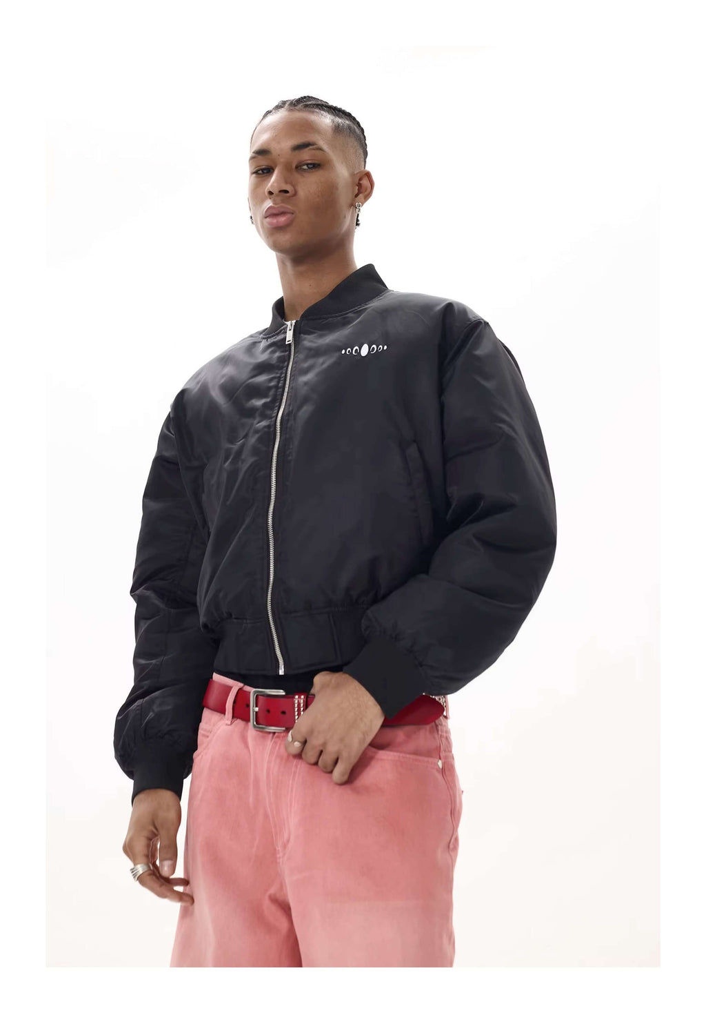 KARMANISTIC Embroidered Hooded Puffer Bomber Jacket