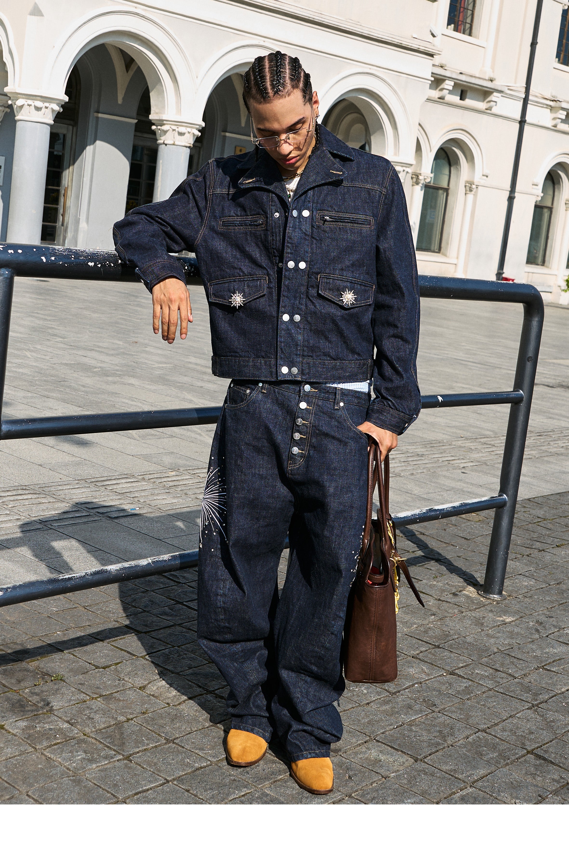 STEEPC Double Breasted Denim Jacket