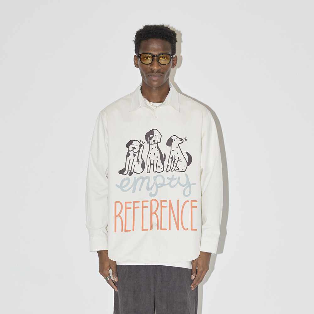 EMPTY REFERENCE Cartoon Puppy LOGO Print Long Sleeved Shirt