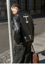 STEEPC Two Tone Leather Racing Jacket