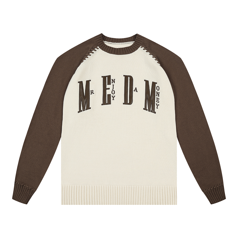 MEDM Color-Blocked Raglan Sleeve Knit Sweater