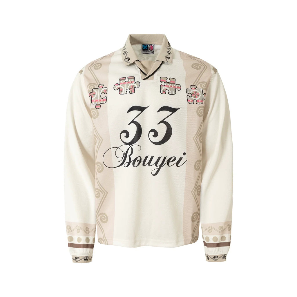 YADcrew Ethnic Puzzle Long Sleeve Polo Soccer Jersey