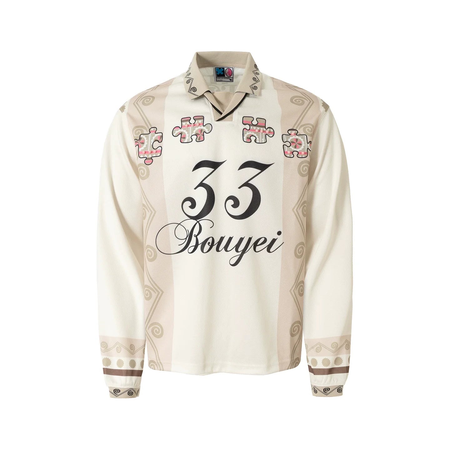 YADcrew Ethnic Puzzle Long Sleeve Polo Soccer Jersey