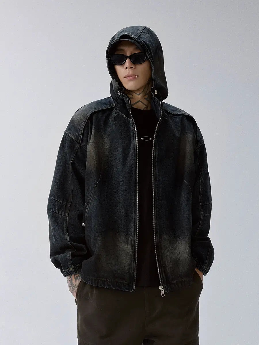 F2CE Reworked Patch Hooded Denim Jacket