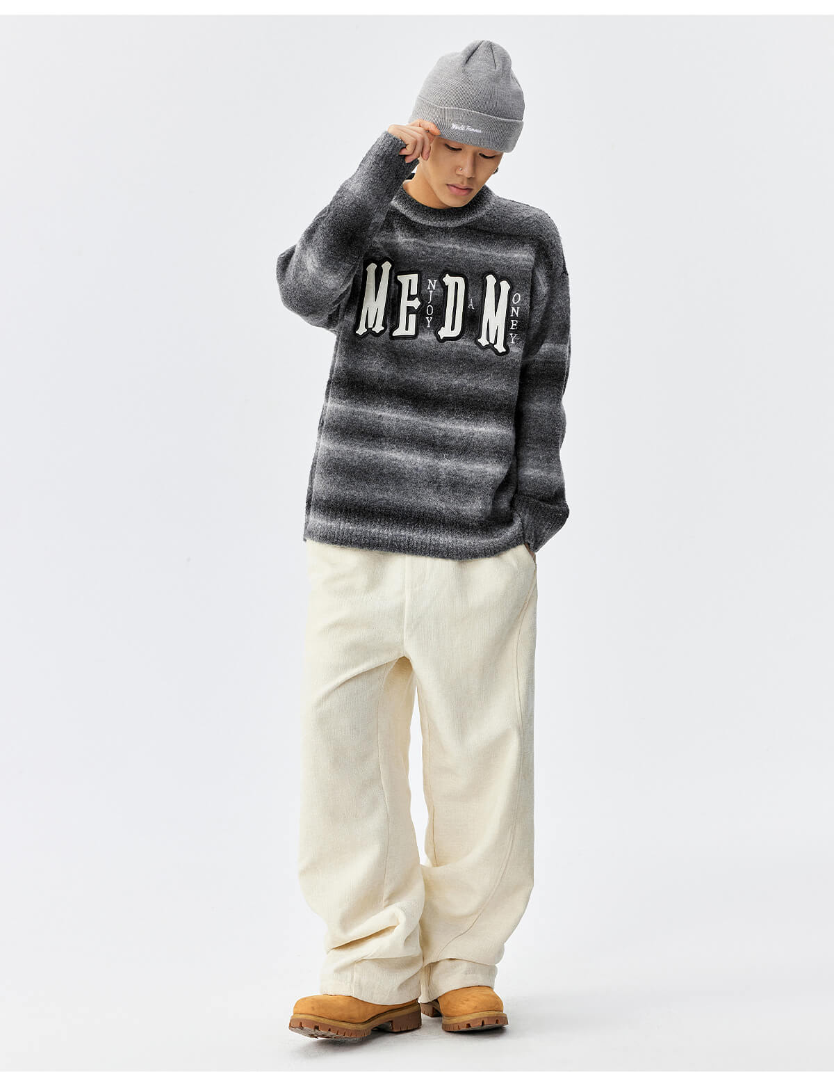 MEDM Logo Patch Rainbow Gradient Knit Sweater
