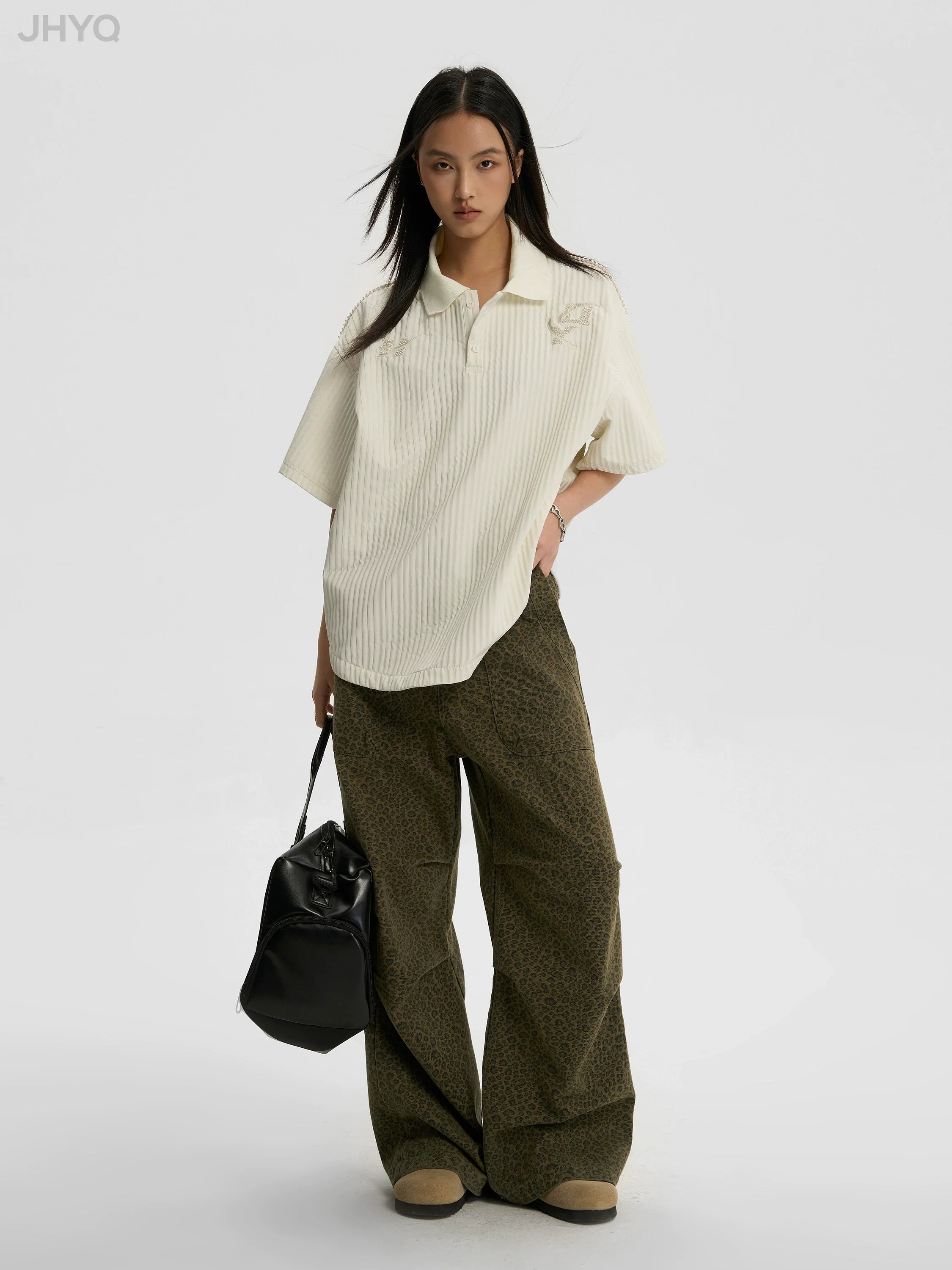 JHYQ Beaded Embroidery Short Sleeved Polo