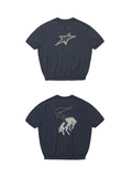 LIBERAFIT Star Cowboy Print Cotton Knit Ribbed Trim Short Sleeve Tee