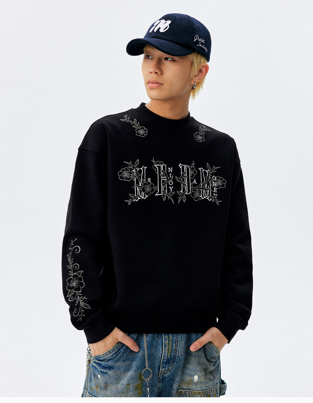 MEDM Floral Logo Embroidered Sweatshirt