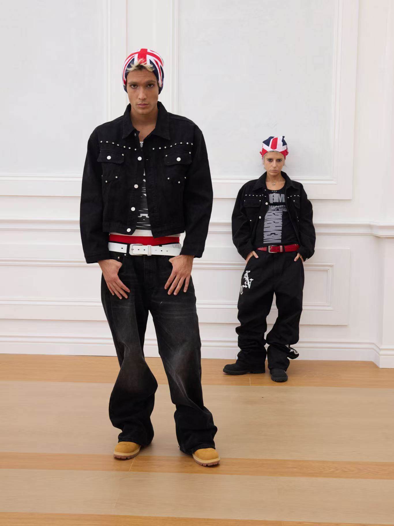 KARMANISTIC Diamond Studded Short Denim Jacket