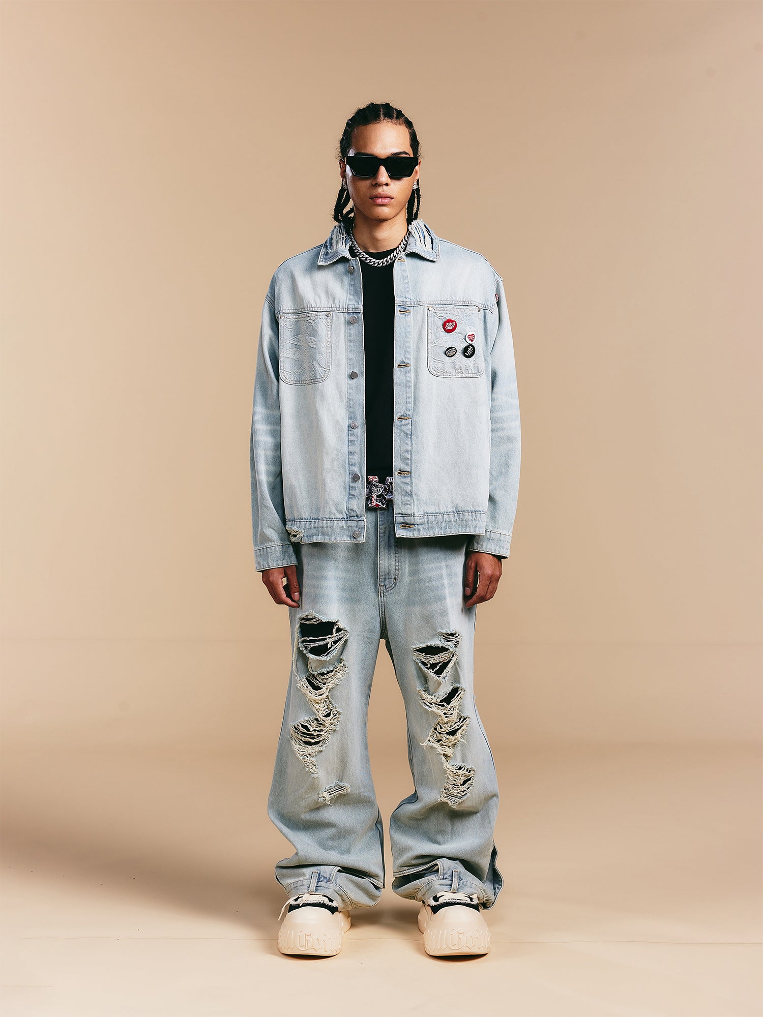 1807× LABT Paisley Pattern Wash Denim Jacket
