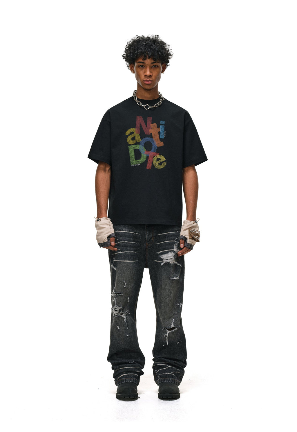 ANTIDOTE Colorful Crayon Print Tee